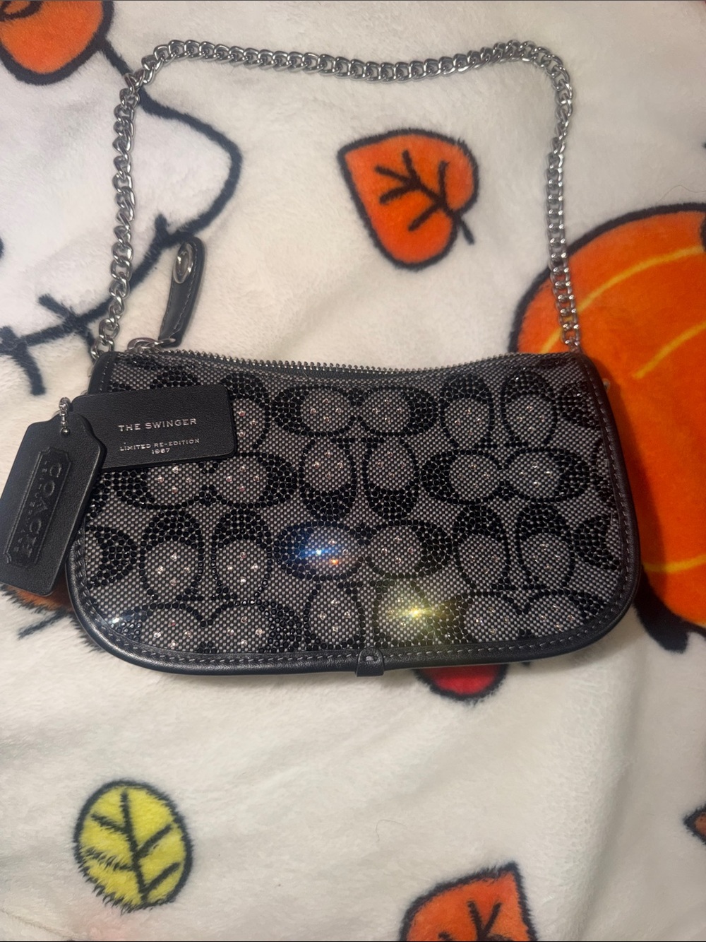 Coach The Swinger Mini Pouch in Black and Silver